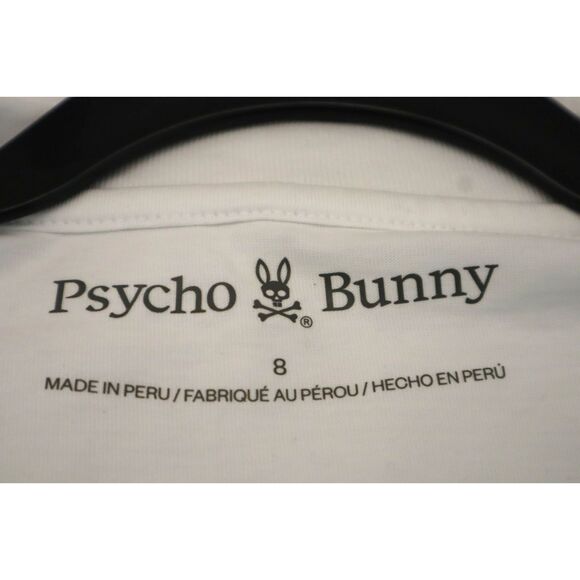 Psycho Bunny Men's Sz 8 US 2XL White Serge Embroidered Graphic Tee Shirt - Picture 4 of 6